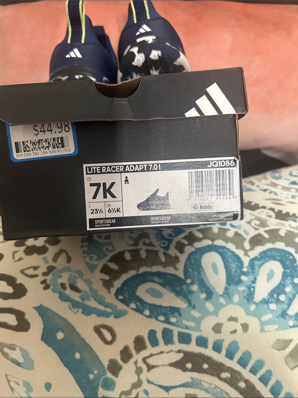 adidas Kids Navy Slip-On Sneakers with White Accents